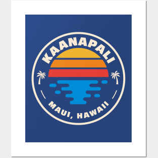 Retro Kaanapali Beach Maui Hawaii Vintage Beach Surf Emblem Posters and Art